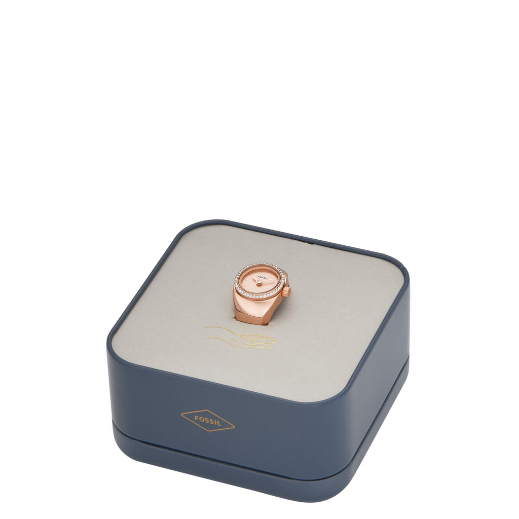 Fossil Women's Watch Ring Quartz Stainless Steel Watch, Color: Rose Gold Glitz (Model: ES5320)