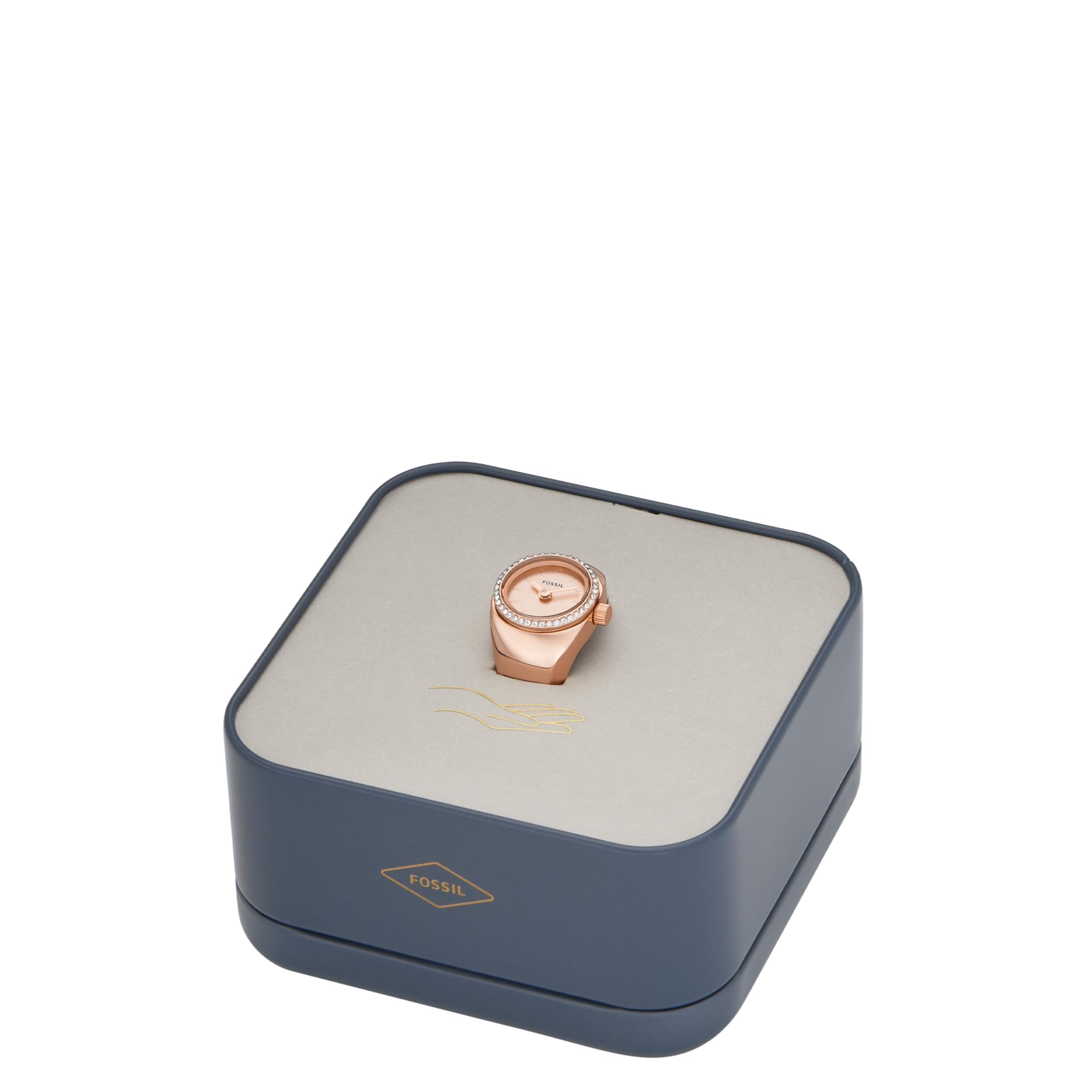 Fossil Women's Watch Ring Quartz Stainless Steel Watch, Color: Rose Gold Glitz (Model: ES5320)