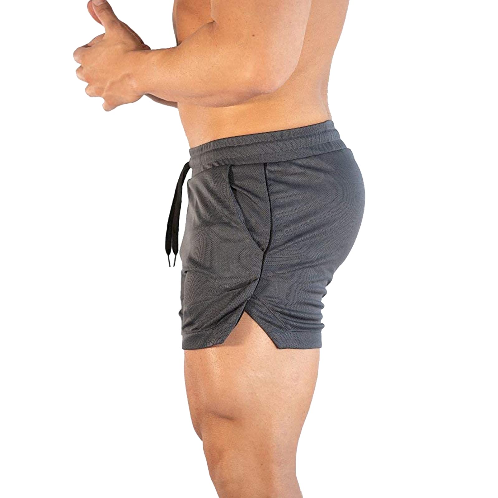 CEHT Mens Athletic Shorts Quick Dry Bodybuilding Mens Workout Shorts Gym Shorts for Men with Pockets Dark Grey