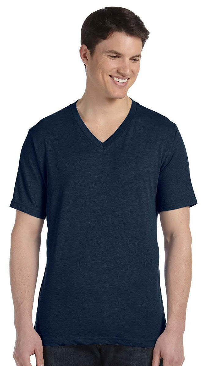 Unisex Triblend V-Neck T-Shirt - BLUE TRIBLEND - S(D0102H7W72X)
