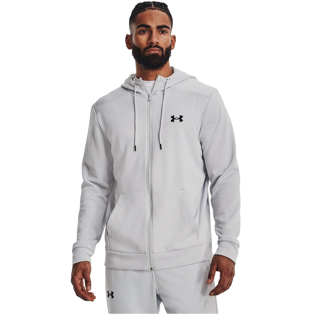 Under Armour Men's ArmourFleece Full Zip Hoodie, (014) Halo Gray / / Black, Small
