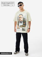 The Souled Store Official The Godfather: The Don Men and Boys Short Sleeve Round Neck White Graphic Printed Cotton Oversized Fit