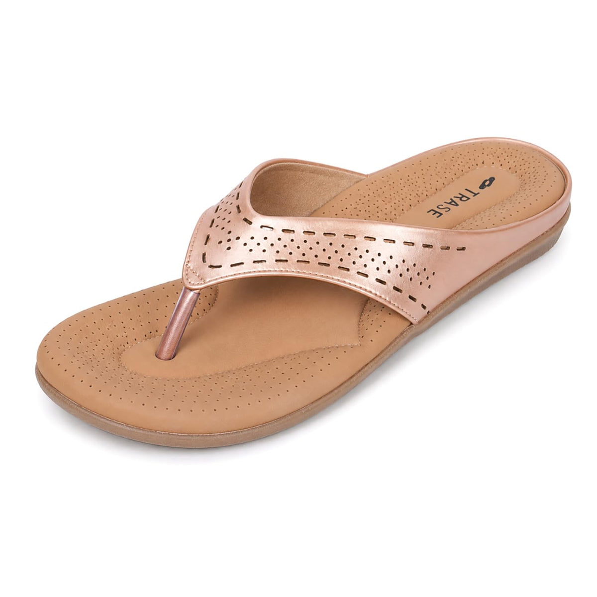 TRASE Women SlipOn Slippers with Perforated Strap Design, Cushioned Sole & Soft Footbed for Everyday Wear and AllDay Ease (Ros 6