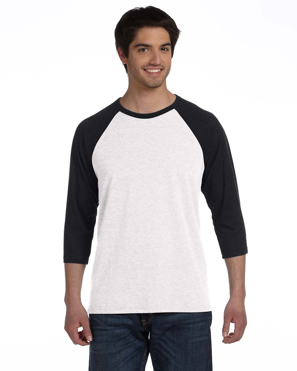 Unisex 34-Sleeve Baseball T-Shirt - gRY cHR BLK TRB - S(D0102H7WgV2)