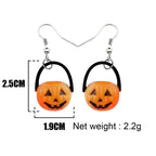 NEWEI Cute Acrylic Halloween Witch Pumpkin Earrings Big Long Dangle Drop For Women Festival Jewelry Gifts Charm