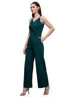 Miss Chase Womens V Neck Sleeveless Wrap Regular Length Jumpsuit (MCSS25D93-83-48-06, Green, XL)