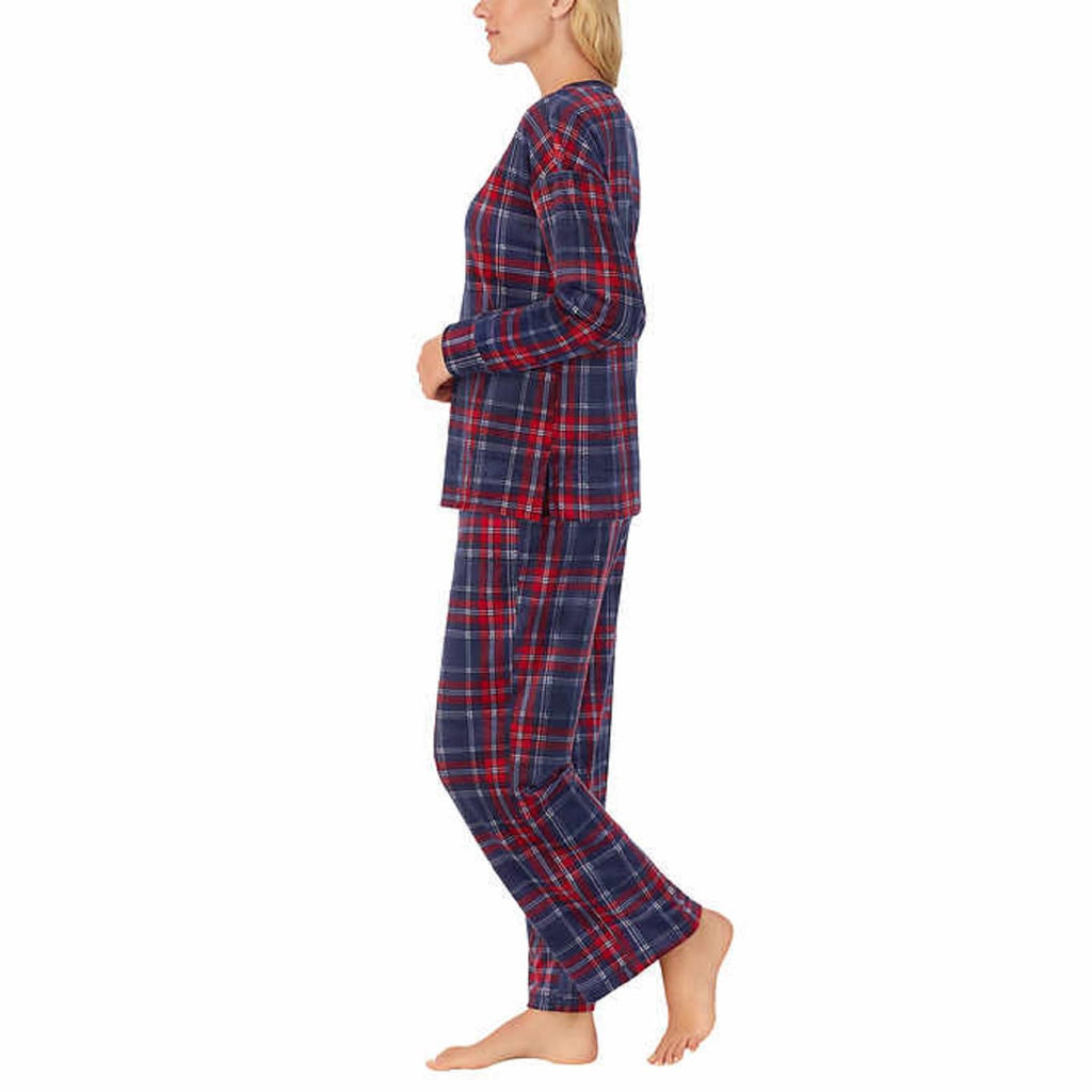 Nautica Womens Pajamas - Cozy Silky Fleece - 2 Piece Long Sleeve Winter Sleepwear Set for Women, Celebrate Plaid, Medium
