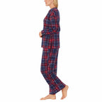 Nautica Womens Pajamas - Cozy Silky Fleece - 2 Piece Long Sleeve Winter Sleepwear Set for Women, Celebrate Plaid, Medium