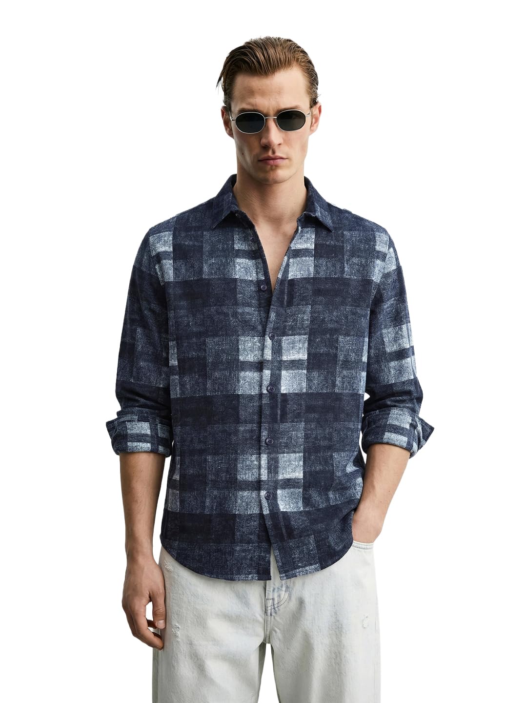 The Indian Garage Co Mens Regular Fit Printed Cutaway Collar Full Sleeves Sweater