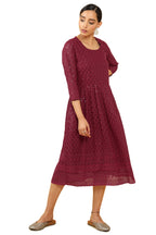 Soch Women Maroon Georgette Embroidered Kurta