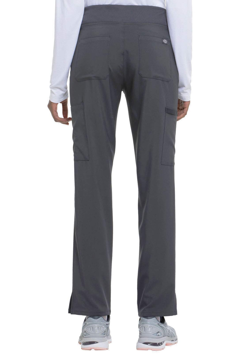 Dickies Women's Scrub Pants Natural Rise Tapered Leg Pull-On Bottoms with 7 Pockets and Knit Waistband DK005, XS, Pewter