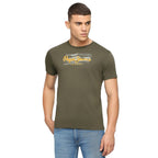 Pepe Jeans Men Cotton Blend Slim Fit Printed T-Shirts Olive Green,X-Large