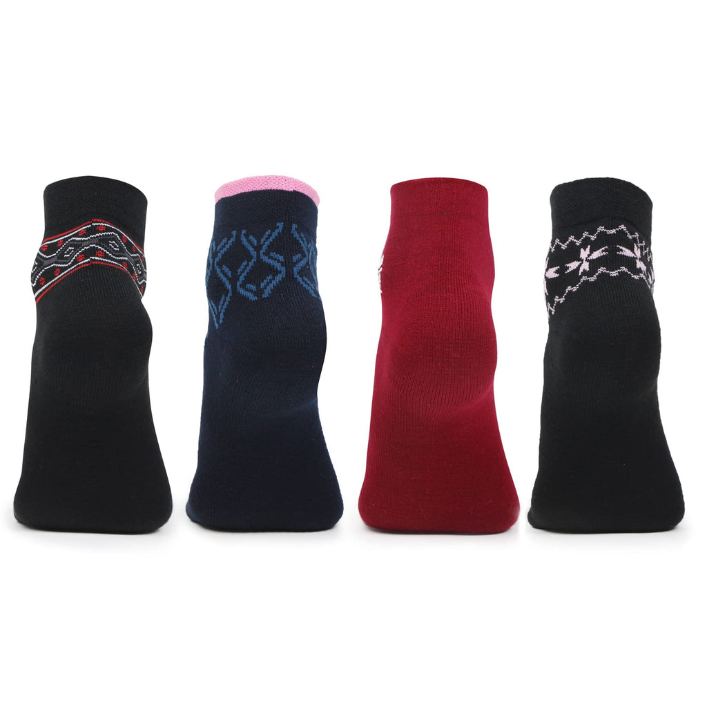 Bonjour Ankle Length Woolen Thumb Socks For Women- Pack of 4