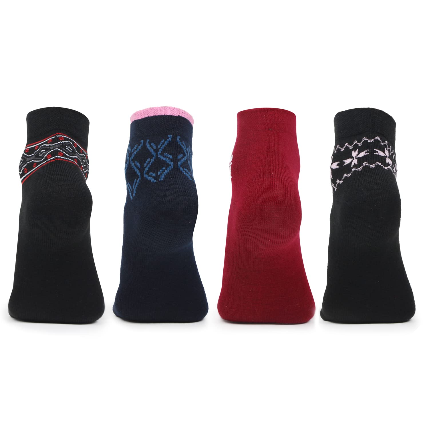 Bonjour Ankle Length Woolen Thumb Socks For Women- Pack of 4