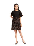Aarika Girls Peach Colour Sequin Velvet Middi (9-16 Years)