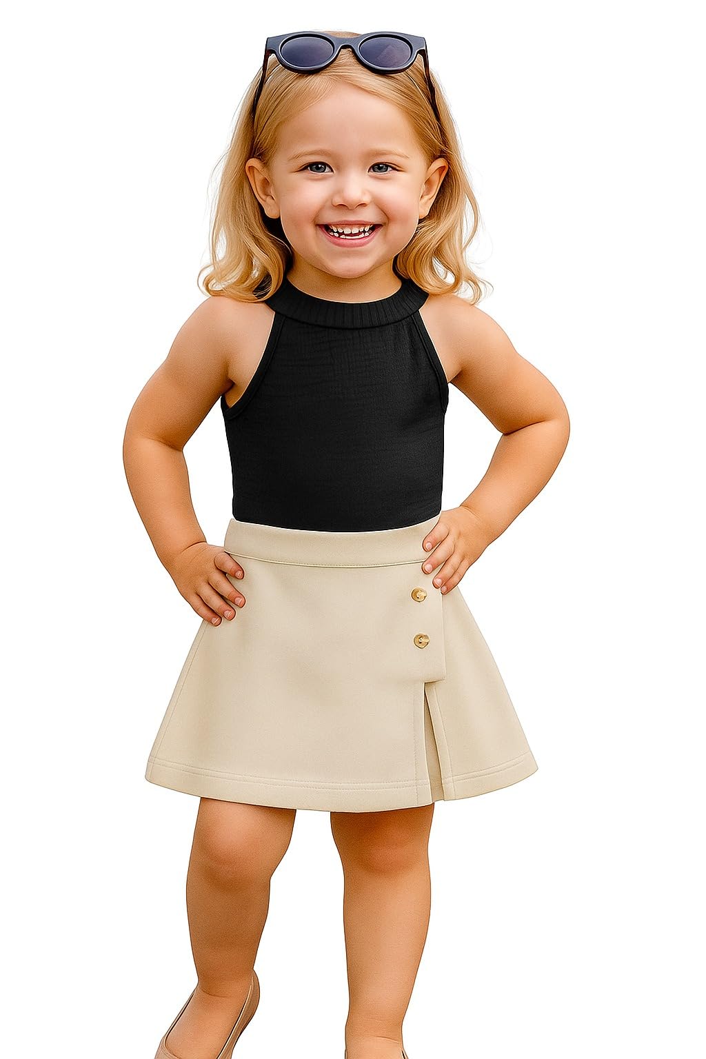 A.T.U.N. (ALL THINGS UBER NICE) Girls Stylish Two Piece Outfit Set with Sleeveless Tank Top and Skort | Casual Summer Clothing