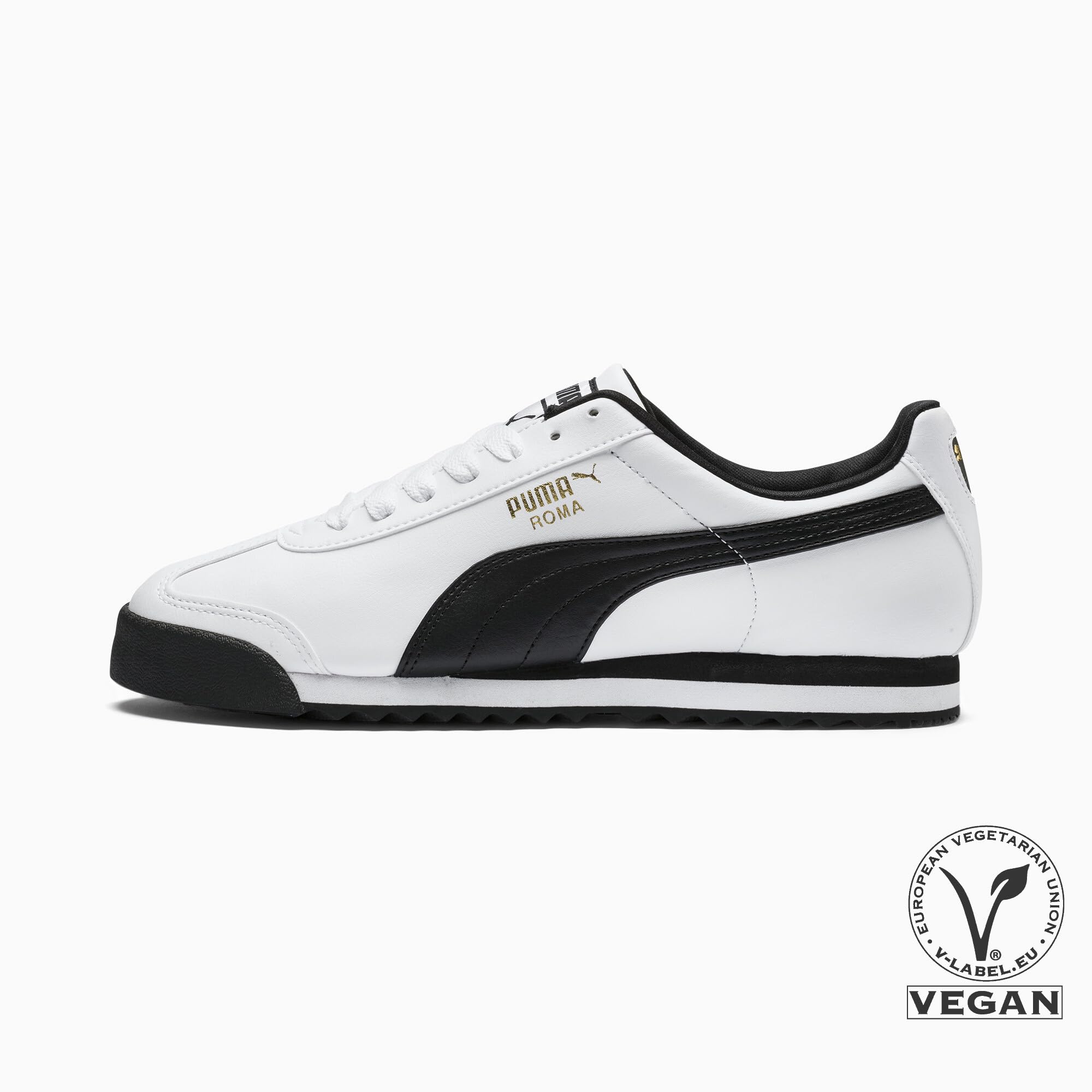 PUMA Mens Roma Sneaker, Basic white-black, 10.5