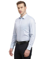Turtle Men 100% Cotton Slim Fit Light Blue Printed Full Sleeve Formal Shirt