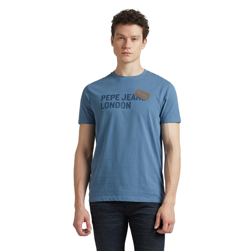 Blue Graphic Print Short Sleeved T-Shirt