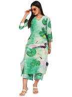 ANNI DESIGNER Women s Cotton Blend Kurta with Palazzo, See Green, XL