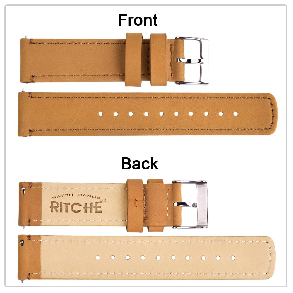 Ritche 20mm Quick Release Classic Vintage Leather Watch Band Compatible with Samsung Gear Sport Watch Brown Genuine Leather Watc