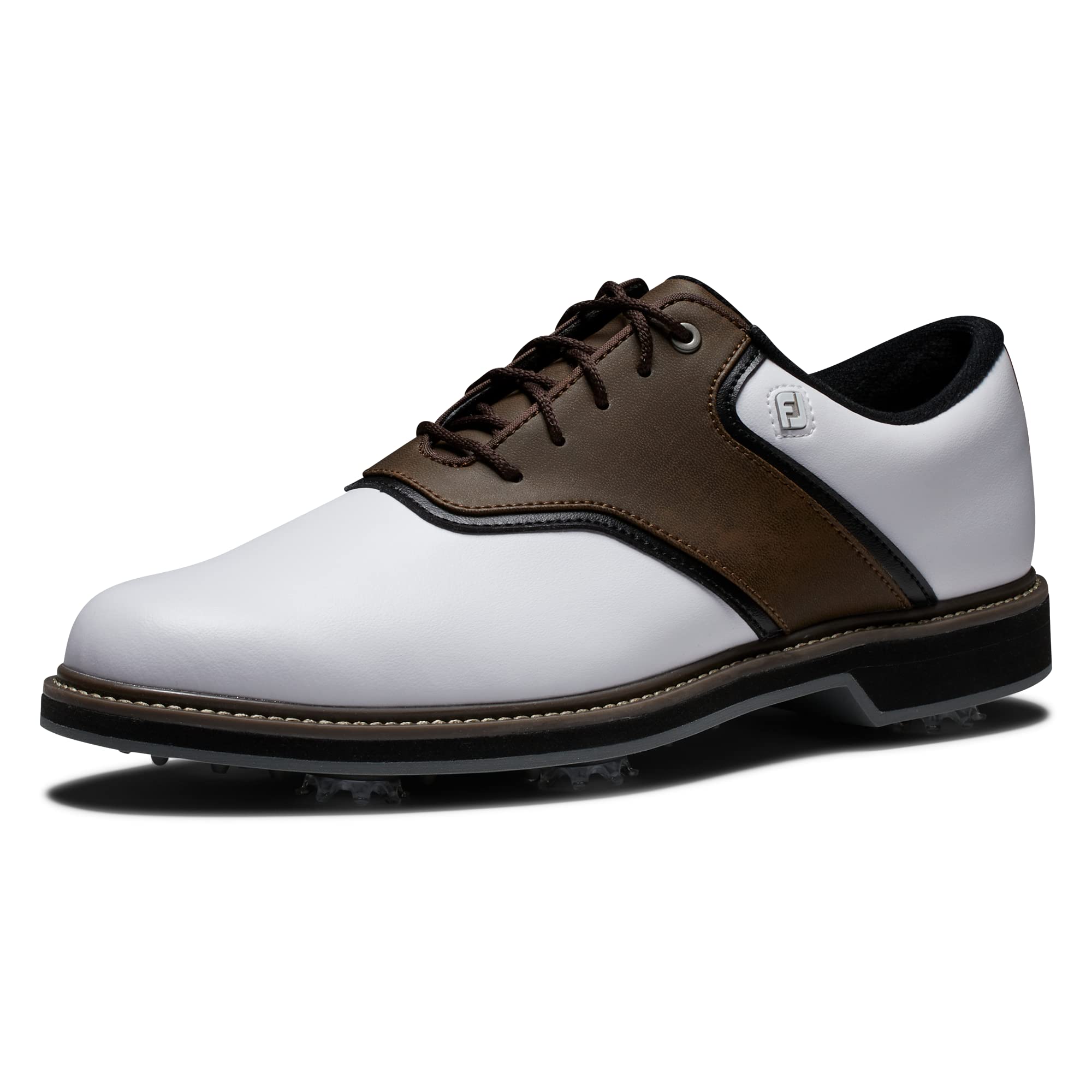 FootJoy Men's FJ Originals Golf Shoe, White/Brown, 10