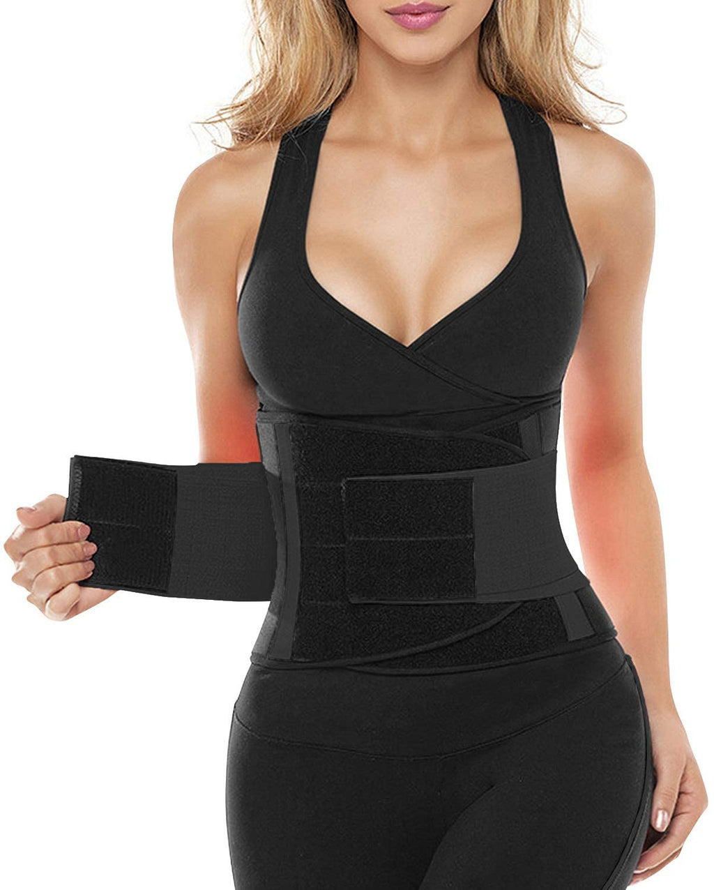 SHAPERX Women Waist Trainer Belt Waist Trimmer Belly Band Body Shaper Sports Girdles Workout Belt (SZ8002-Black, Large)