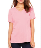 Ladies Relaxed Jersey V-Neck T-Shirt - BERRY - S(D0102H782VT)