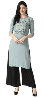 Dhruvi Trendz Women'S Rayon Kurti (2021_Grey_Large)