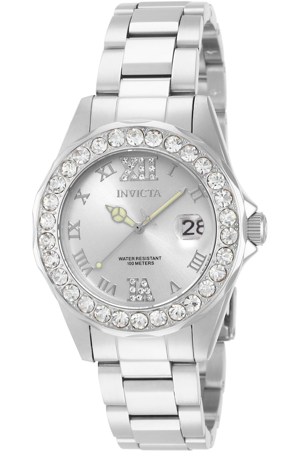 Invicta Women's 15251 Pro Diver Silver Dial Crystal Accented Stainless Steel Watch