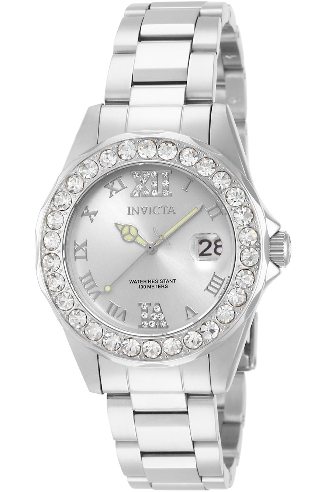 Invicta Women's 15251 Pro Diver Silver Dial Crystal Accented Stainless Steel Watch