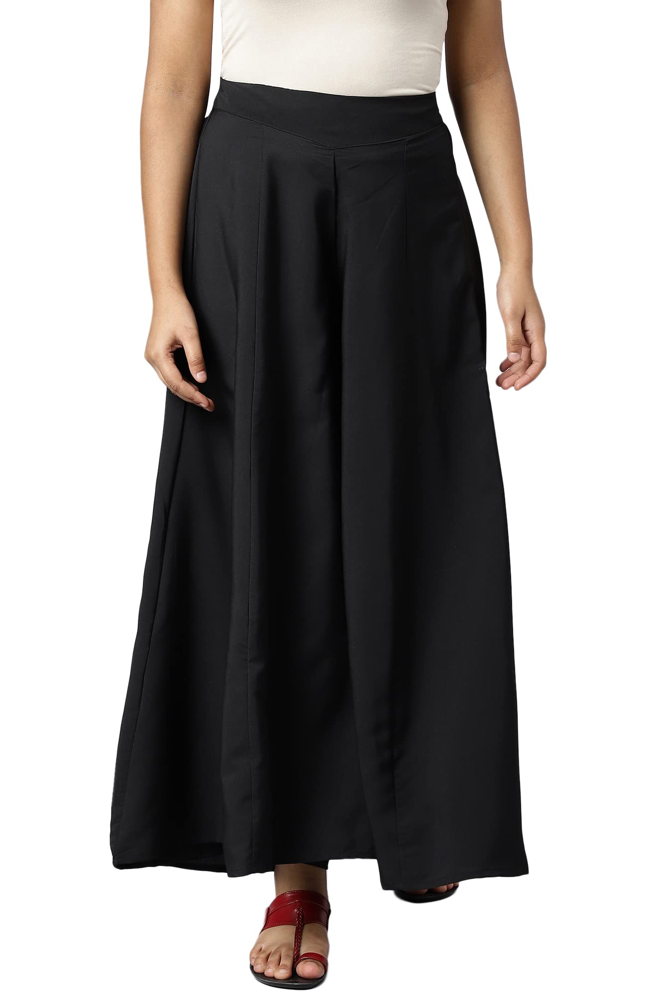 Aurelia Black Solid Palazzo Pants For Women