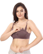 Fabme WomenS Nylon Blend Wire Free Modern Nursing Padded Bra (Br0278_Purple