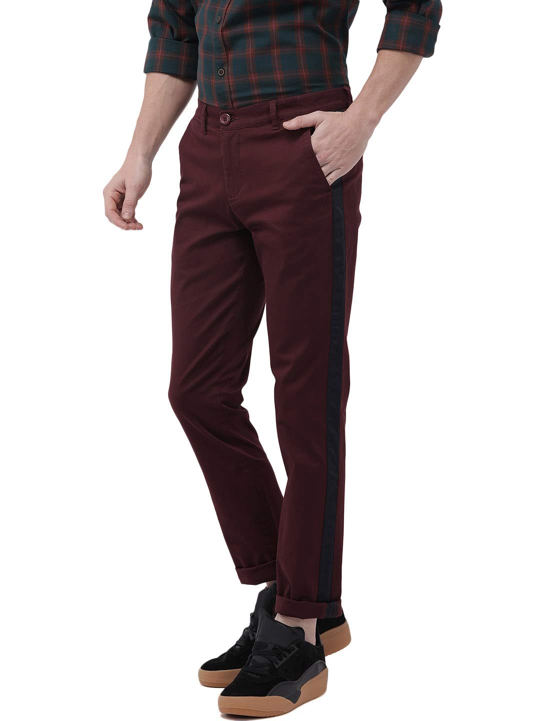 The Indian Garage Co Mens Slim Fit Solid Chinos