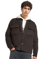 Bewakoof Men Solid Regular Fit Full Sleeve Collar Corduroy Jacket_684914_Brown_XL