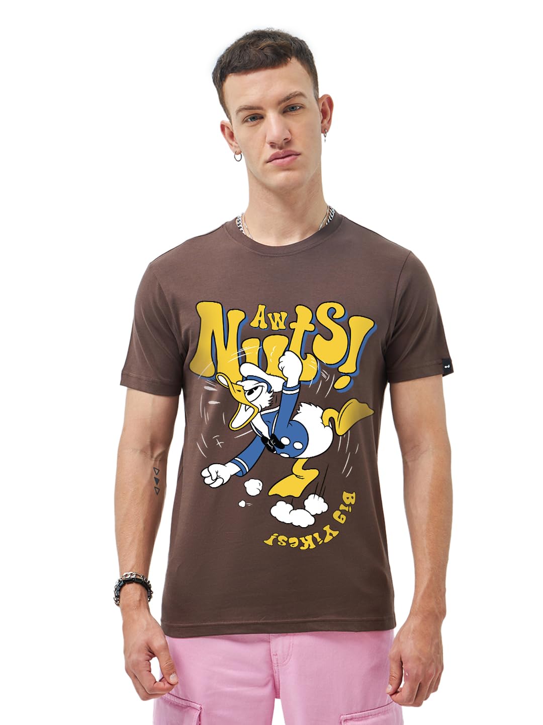 Bewakoof Official Disney Merchandise Donald Duck Mens Graphic Print Regular Fit Half Sleeve Round Neck Cotton Jersey T-Shirt_63