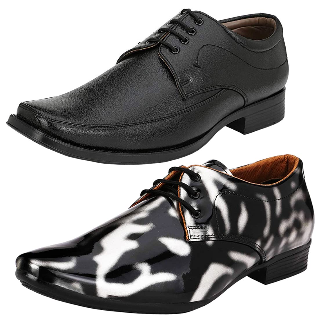 Unique Trendy Formal Shoes/Party Shoes/ 2 Shoes Combo with Free Belt for Men and Boys (BAZAAR7836_VTR01BlkSlvr002BdrBlk1Bl 6