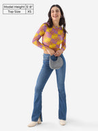 The Souled Store Flora Women and Girls Long Sleeve Round Neck Regular Fit Cropped Tops
