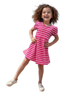 A.T.U.N. (ALL THINGS UBER NICE) Short Sleeve Pink Striped Alice Dress for Girls