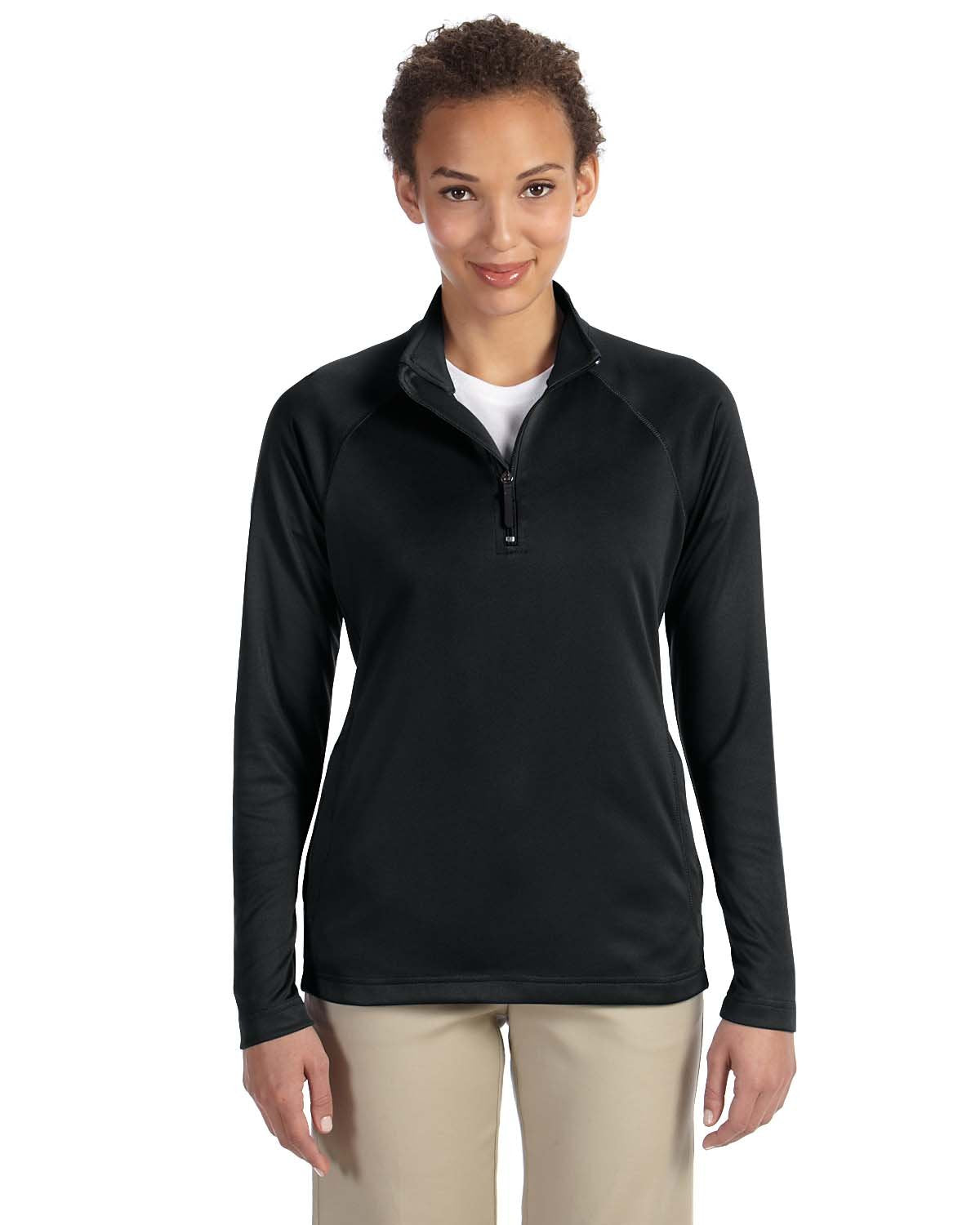 Ladies Stretch Tech-Shell compass Quarter-Zip - DK gREY HEATHER - S(D0102H7Y5QX)