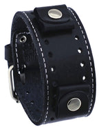 Nemesis STH-K 22mm Lug Width Black Wide Leather Cuff Wrist Watch Band