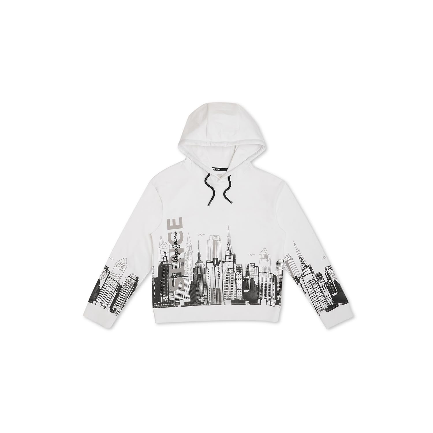 Pepe Jeans BoyS Cotton Hooded Neck Sweatshirt (Pb581575_White