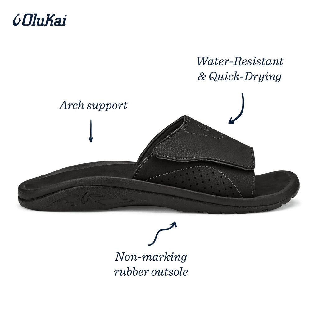 OLUKAI Nalu Slide Black/Black 10 D (M)