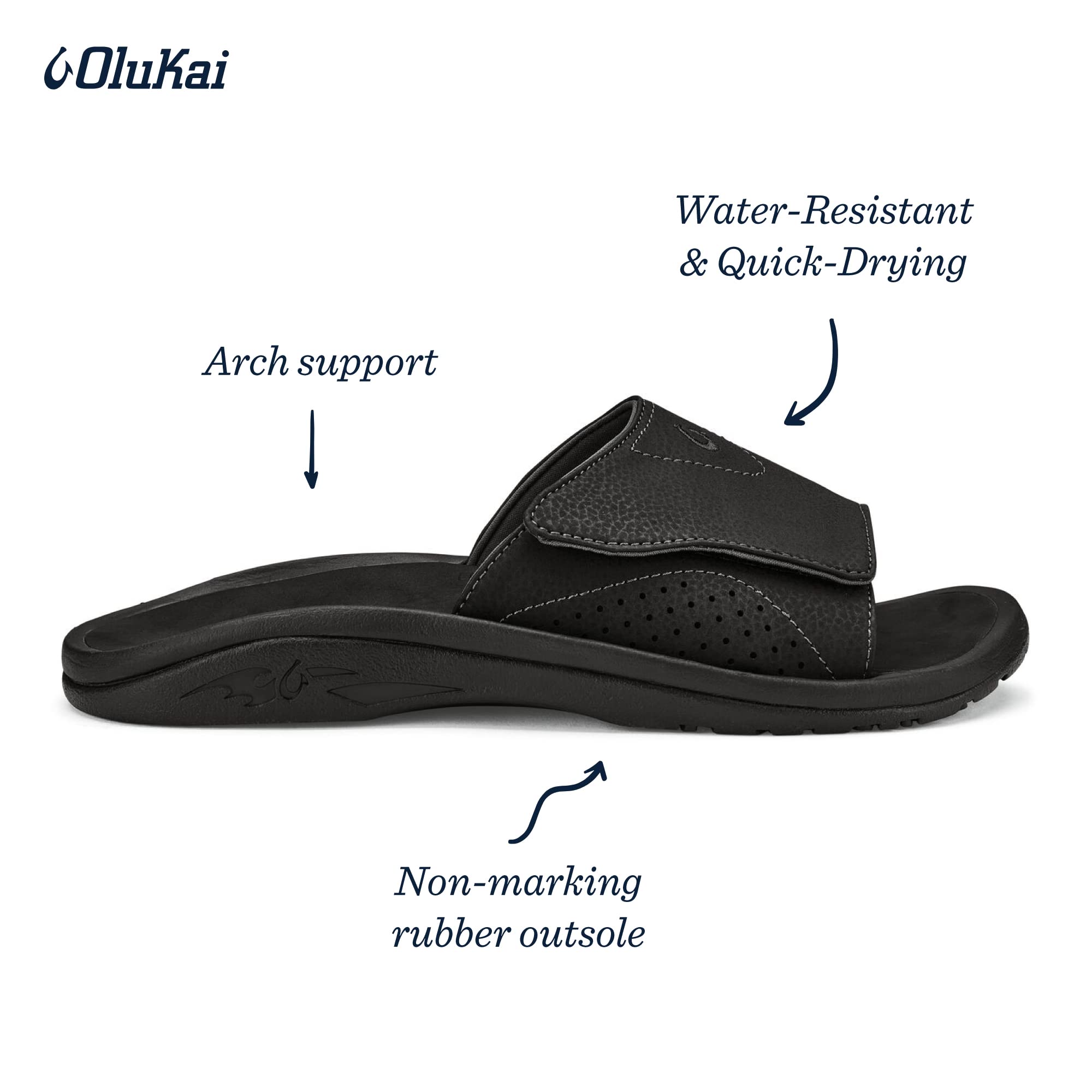 OLUKAI Nalu Slide Black/Black 10 D (M)