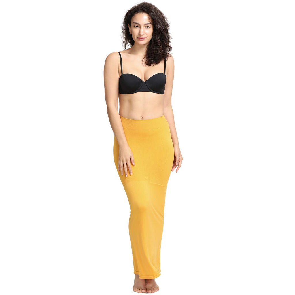 Zivame All Day Flared Mermaid Saree Shapewear for Women - Mustard