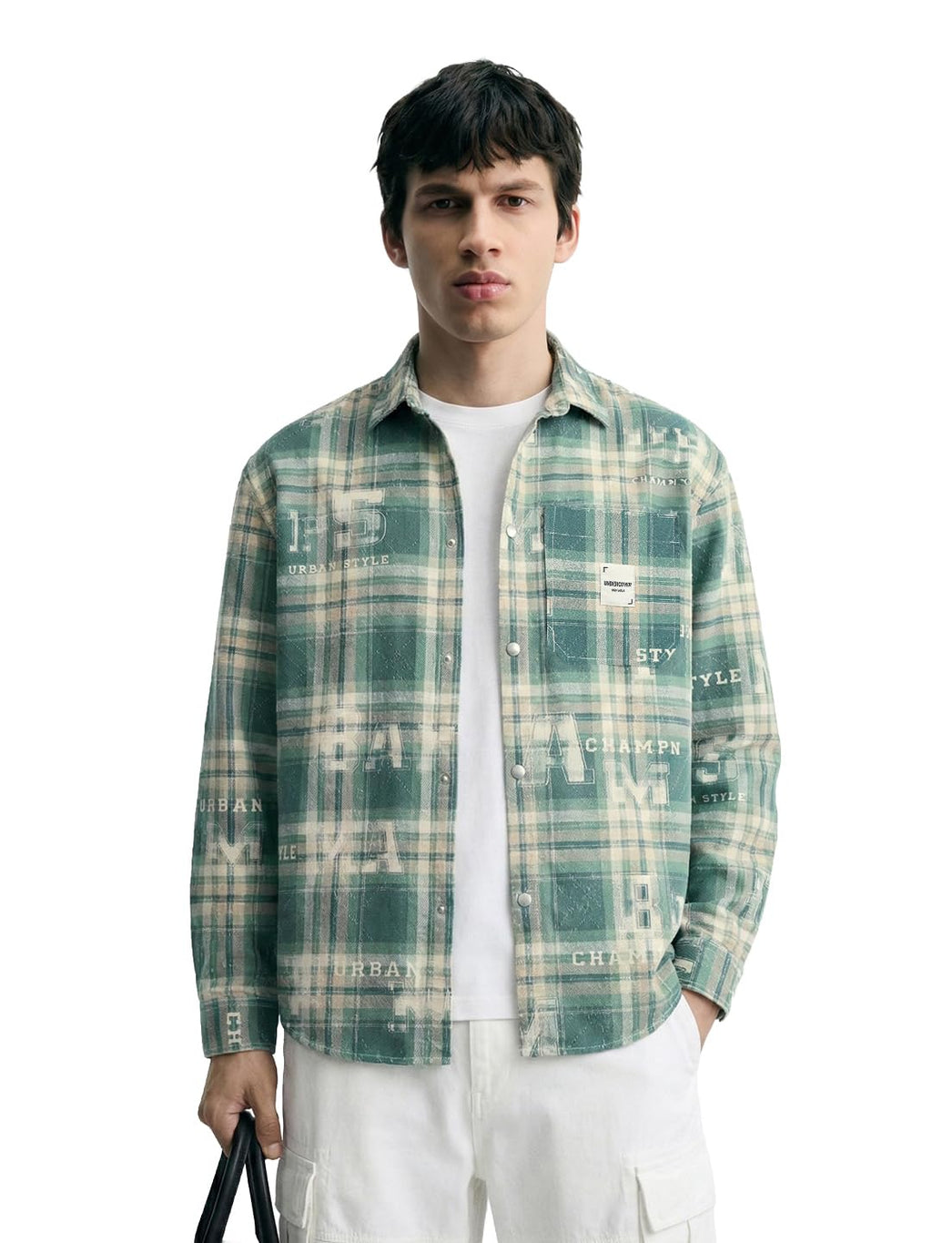 The Indian Garage Co Mens Regular Fit Checkered Cutaway Collar Long Sleeves Street Sweater