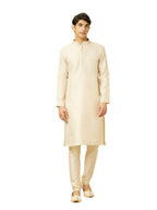 Manyavar Mens Beige Art Silk Kurta Pyjama Set