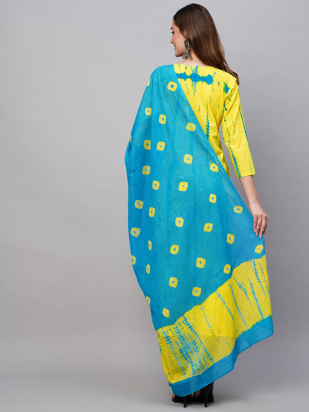 ANNI DESIGNER Womens Cotton Blend Straight Printed Kurta with Pant & Dupatta (Kayke Yellow-NW_M_Yellow_Medium)