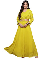 Libas Womens Embroidered Georgette Lehenga Choli Set With Dupatta