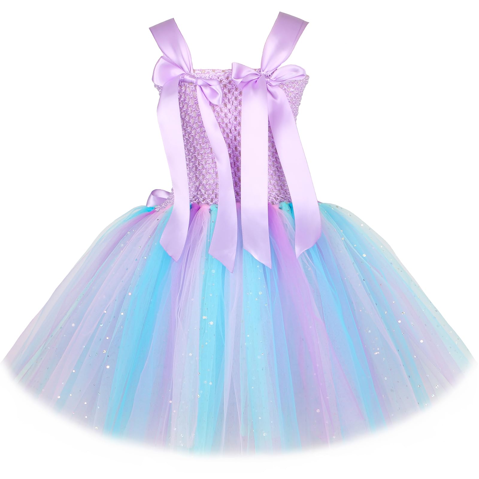 HJTT Mermaid Costume for Girls LED Light Up Little Mermaid Princess Tutu Dress Kids Halloween Birthday Party Gift Outfit (LED La